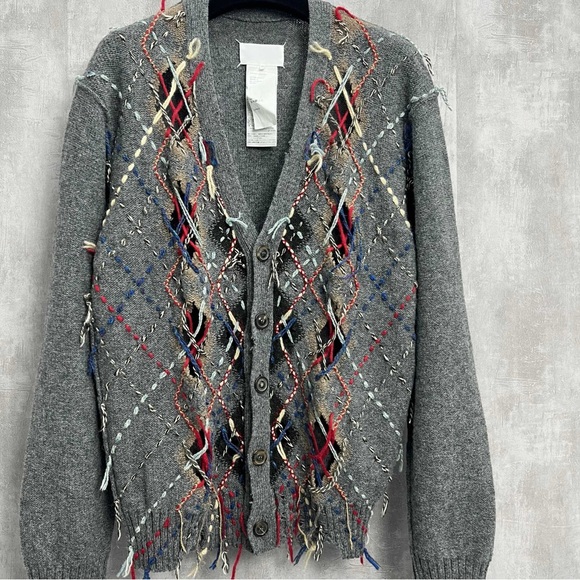 Authentic MM6 Maison Martin Margiela Gray Textured Cardigan - Picture 2 of 4